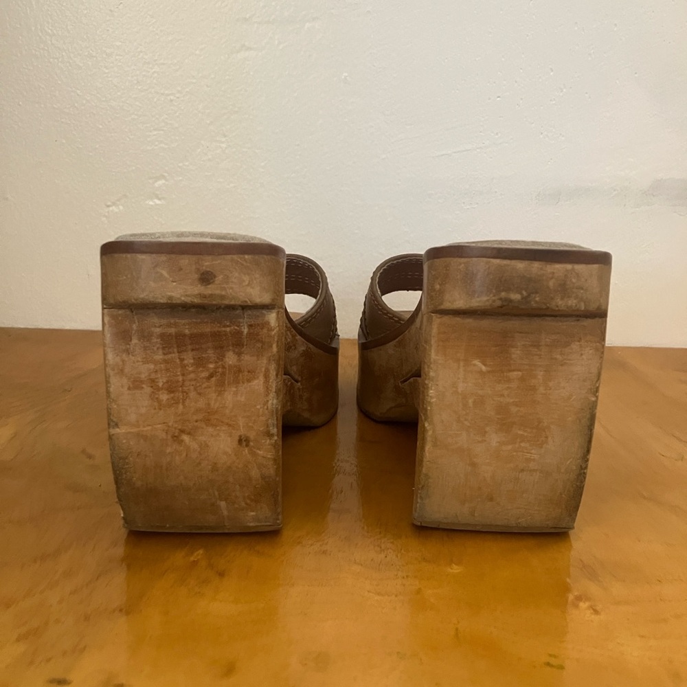 Brown Leather Platform Sandals - Picture 3 of 5
